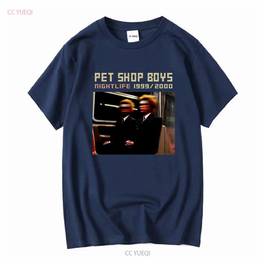 Pet Shop Boys Night Life Maglietta Nera Tutte le Taglie Maniche Lunghe o Corte Vintage Lavata Abbigliamento Firmato Traspirante