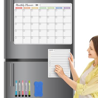Dry Erase Magnetic Calendar for Refrigerator Reusable Monthly Planner Board Fridge Calendar White Board With Pen Planning Board