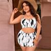 2025 Plus Large Size Ruffle Bikini Floral Swimwear Women Trim Tie Front Swimsuit Female High Waist Swimming Bathing Swim Suit