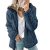 Warm Hooded Fleece Long Sleeve Women Plush Fur Coat Jacket Wool Cardigan