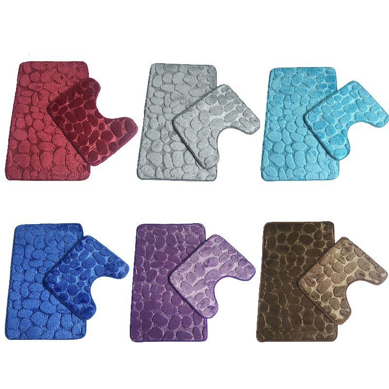 Colorful Pebbles Bath Mat And Pedestal Memory Foam Set Cozy Non-slip Bathroom Essentials