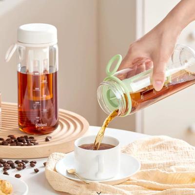 450/600ML Cold Brew Cup met Schaalfilter Food Grade Grote Capaciteit Draagbare Reizen Theefles Cold Brew Koffiezetapparaat Jar