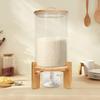Bymaoacr 7.5L Multigrain Food Storage Tank Rice Closed Storage Fresh-keeping w/ Sealed Lid & Wooden Stand & Cup Moistureproof