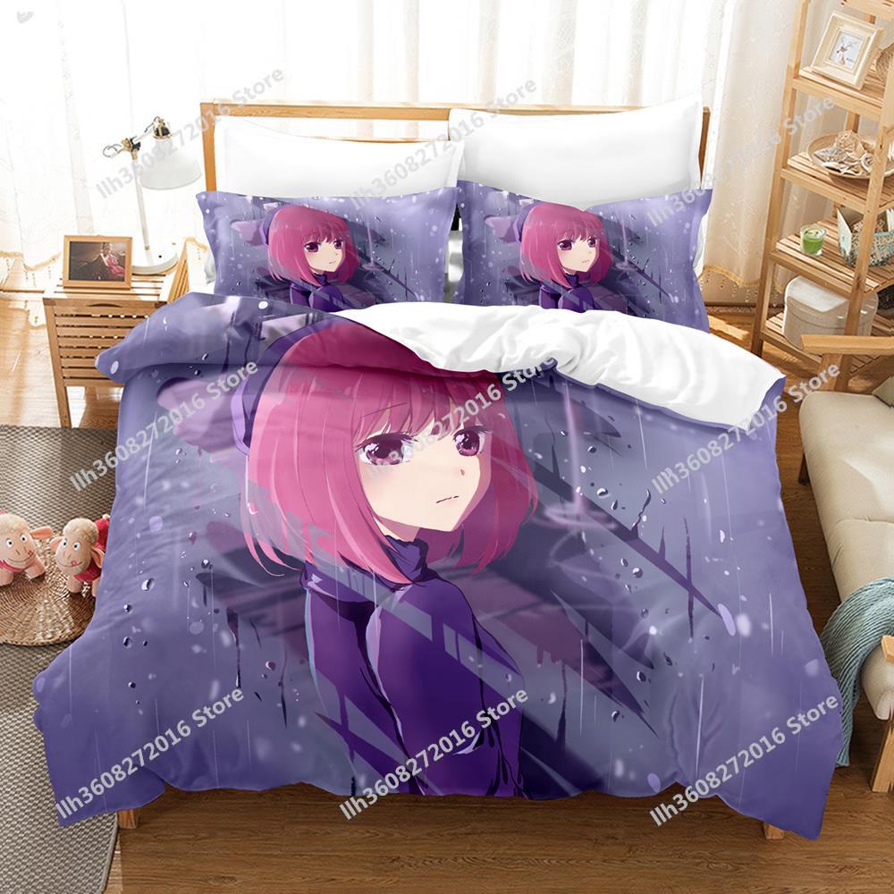 New Oshi No Ko Bedding Set Cartoon Anime Three-piece Set Adult Kid Bedroom Duvetcover Sets 3D Kawaii Girls Colcha De Verano Cam