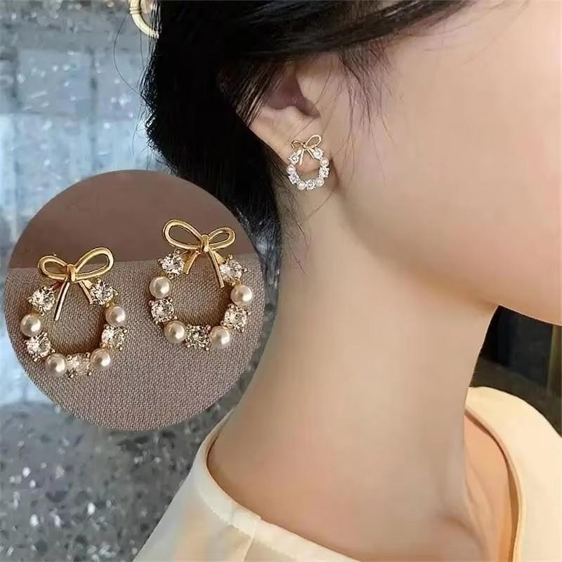 925 Silver Needle Korean Fashion Zircon Geometric Earrings For Women Jewelry Trending Luxury Crystal Cross Stud Earrings