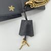 GUCCI Bee & Star Shoulder Bag Crossbody Chain Strap Gold Hardware Leather 432182 Padlock Black Women's