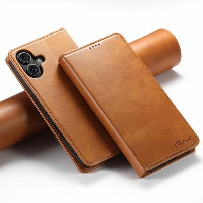 IPhone 17 Pro Max/Samsung S25 Ultra Leder-Flipcase mit Kartenfach und Ständer