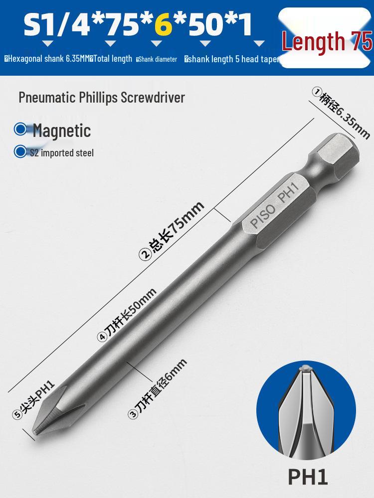 Hexagonal Magnetic Pneumatic Air Screwdriver, S2 1/4 Electric Bit Set