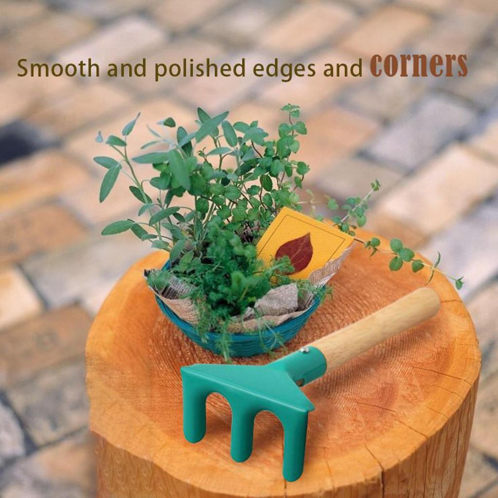 6Pcs Gardener Tool Set Kids Garden Trowel Shovel Rake Fork with Sturdy Wooden Handle Mini Garden Tools for Kids Gardening Set