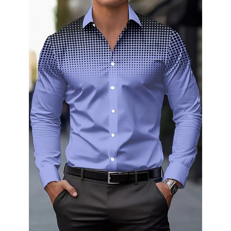 Camicia da Uomo con Stampa Floreale, Casual Traspirante con Collo a Revers e Bottoni, Manica Lunga per la Primavera, Abbigliamento da Uomo, Camicia Formale da Uomo