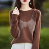 Autumn and Winter Pullover Sweater Women's Round Neck Knitted Bottoming Shirt Hot Drilling Slim Sweater