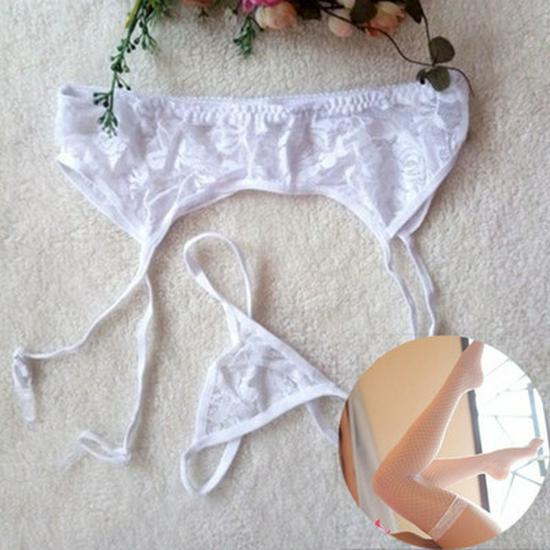 Women's Sexy Lace Garter Lingerie Set: Tempting Thong, Lightweight & Comfortable