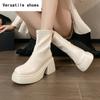 Platform Thick Heel Women Ankle Boots Fashion Modern Short Booties Winter Ladies Concise Largas Booties