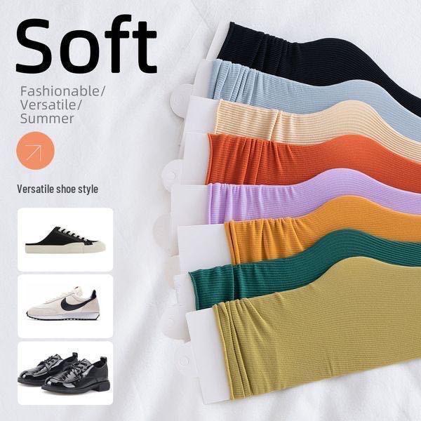 

Bingbing Носки женские велюровые до середины икры с оборками в корейском стиле - Тонкие и влагоотводящие, конфетных цветов, для весны/лета Card Packaging