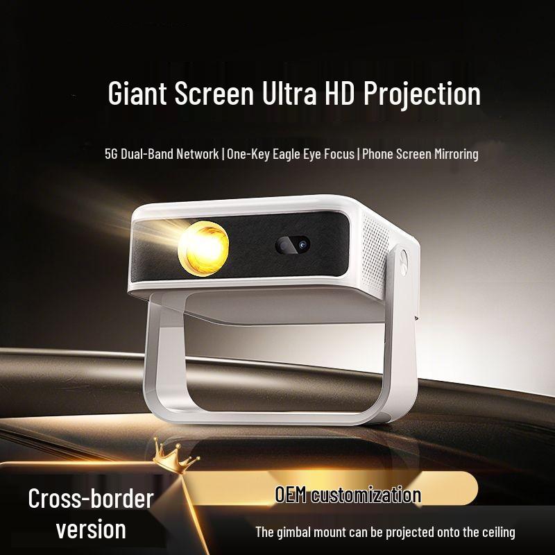 Compact Home & Dormitory Projector: Phone/Computer Connect, Screen Mirroring for Wall/Ceiling