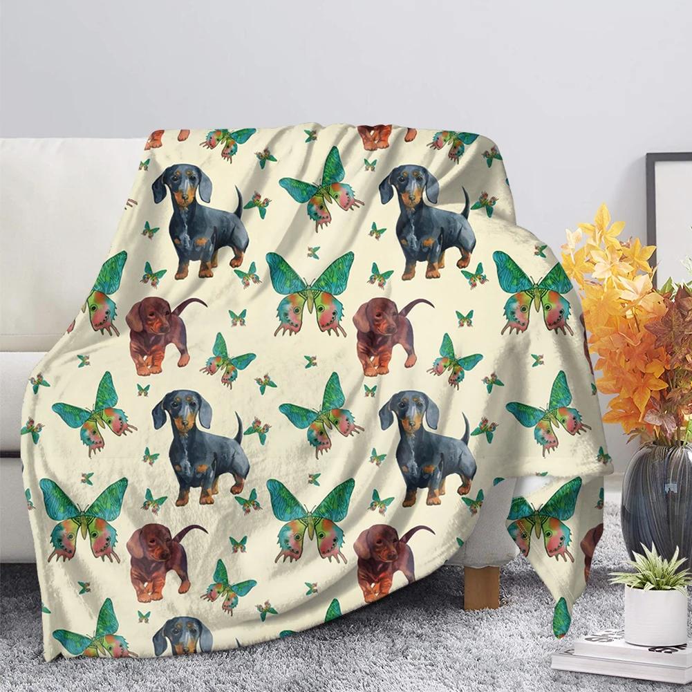 Dachshund Blanket Fluffy Soft Warm Sausage Dog Throw Blankets for Bed Sofa Lightweight Plush Sheet Bedspread Flannel Cozy Cover