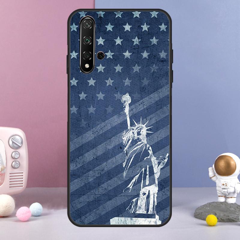 America Flag Statue of Liberty For Huawei Nova Y72 Y61 Y91 Y73 Y90 Y70 Y60 12s 12i 11i 8i 9 10 SE P60 P30 Pro P40 Lite Case