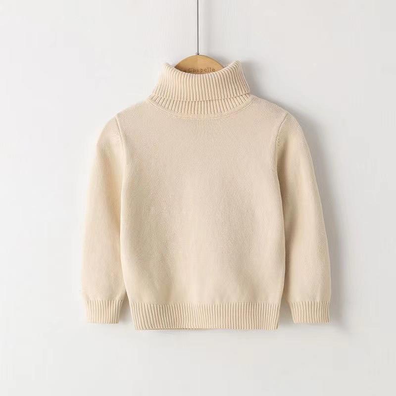 Children's Sweaters Autumn and Winter Pure Cotton Line Boys and Girls Baby Pullover Turtleneck Bottoming Sweater