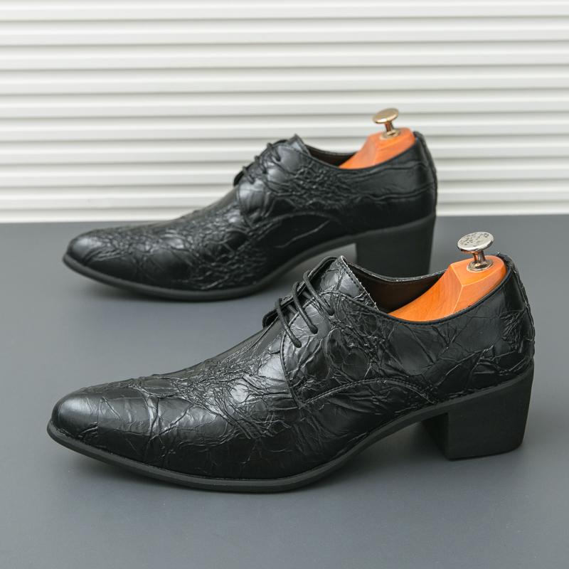 

Retro Men Formal Leather Shoes Black Brown Lace-up Business Comfort Office High-quality Small Leather Shoes Banquet Shoes Men 46 чёрный