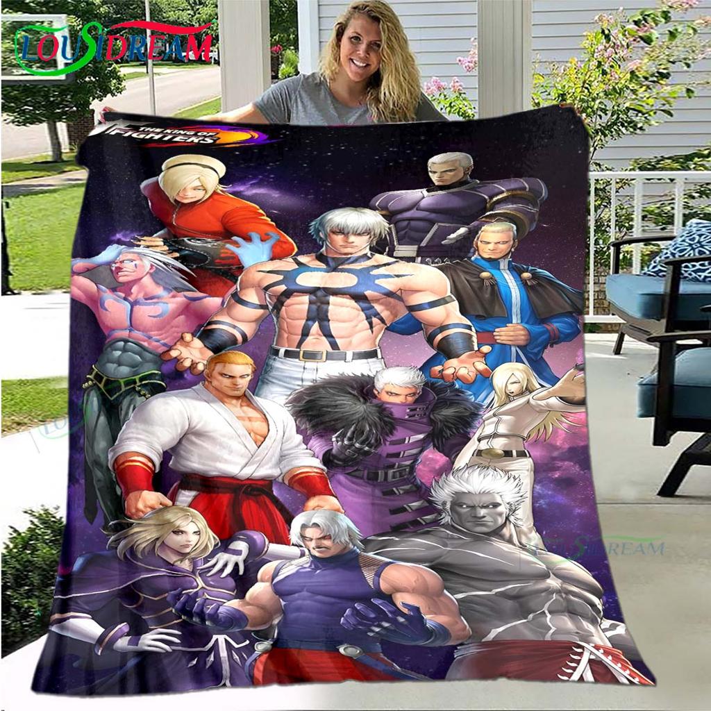 Hot Game The King of Fighters Pattern Blanket Flannel Thin Blanket Portable Home Travel Office Lunch Break Blanket Birthday Gift