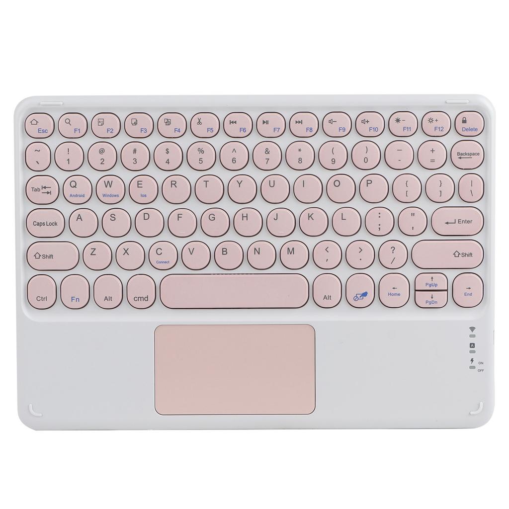 Bluetooth Keyboard Touchpad Round Keycap with Ergonomic Design Stable Connection 10inPink