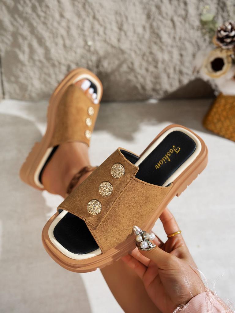 2025 Foreign Trade Women's Slippers Summer New Non-slip Fashion Outer Wear One Word Fish Mouth Women Thick Bottom Women's Cool Slippers