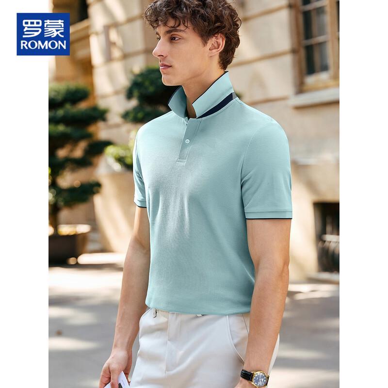 ROMON Men's Mulberry Silk Linen Blend Polo Shirt