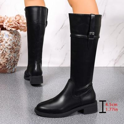 Mode Herbst Winter Slipper Damen Kniehohe Stiefel Mode Niedrige Absätze Schuhe Weiblich Elegant Schlank Ritter Stiefeletten