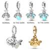 S925 Silver DIY Bracelet Beading Kit with Glow In the Dark Firefly Dragonfly Bee Insect Charms for Jewelry Making