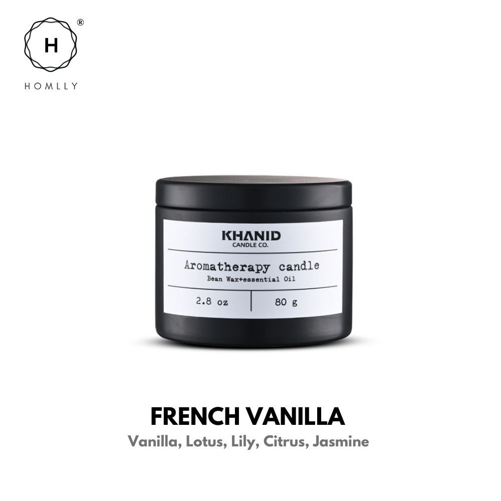 Homlly Khanid Collection Soy Wax Aroma Candles Black Travel Tin (80g) (X2PCS)