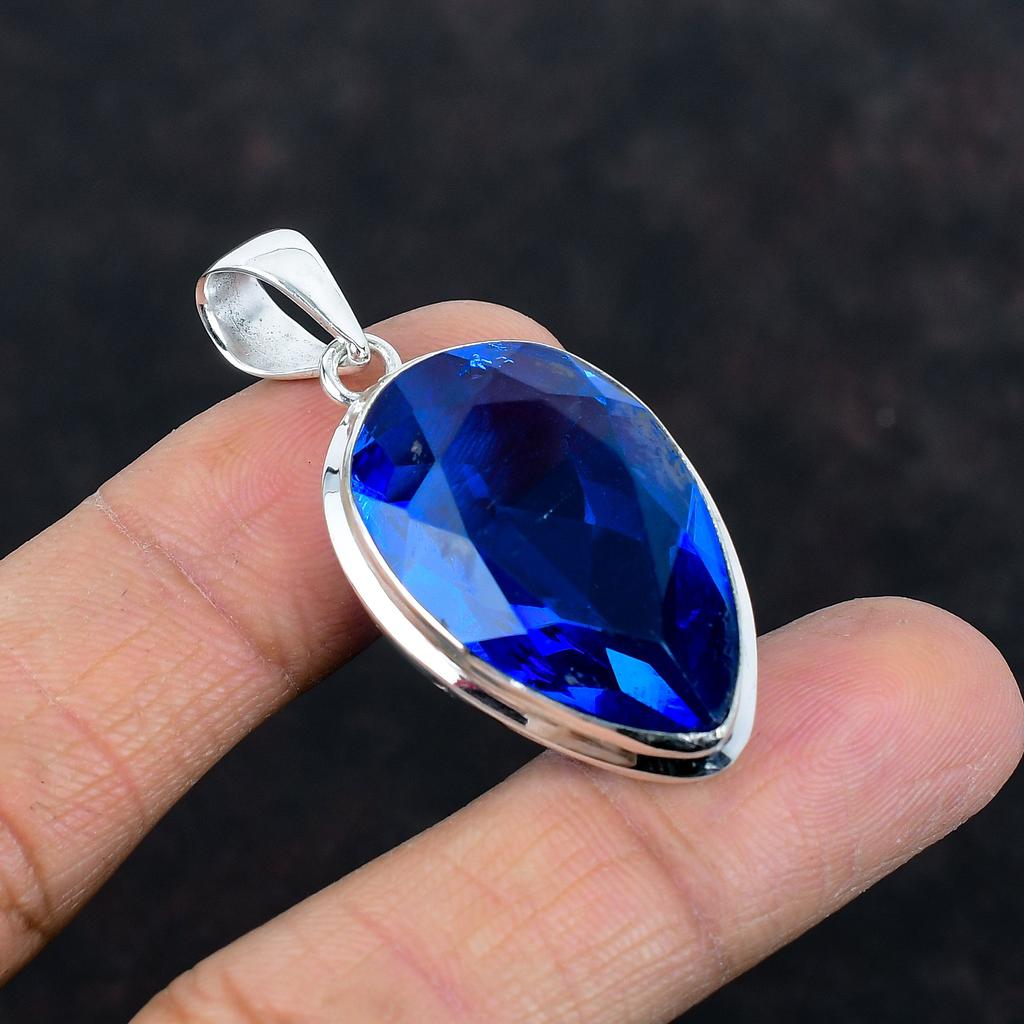 Faceted Tanzanite Quartz Pendant Gemstone Pendant 925 Sterling Silver Pendant Handmade Brand New Jewelry Healing Stone Pendant Gifts for Her