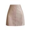 Women's High-Waist Matte PU Leather A-Line Skirt – Black, Petite, Autumn/Winter Fashion