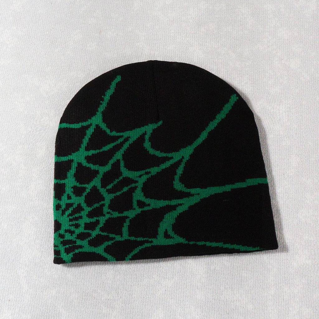 Hot-selling Y2K Spiderweb Knitted Hat European American Style Trendy Winter Beanie Jacquard Pattern 48-50cm Head Circumference