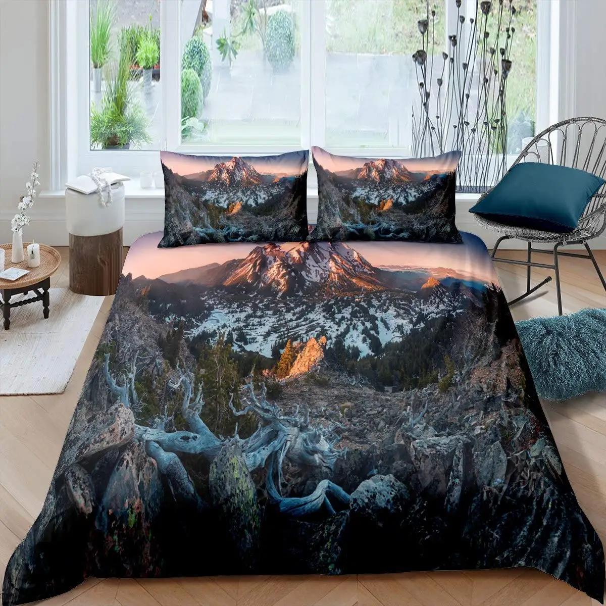 Comforter Nature River Bedding Set Starry Sky Mountain River Forest Moon Printed Design Natural Landscape Comforter Comforter (quilt)-EU Single(135*200cm)3pcs