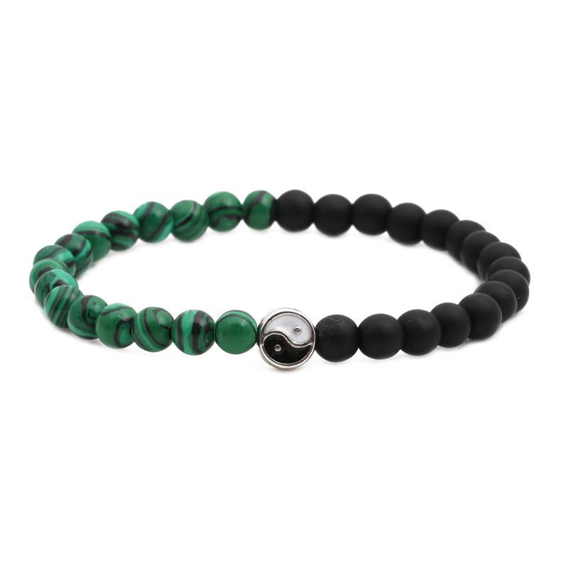 Distance beaded Bracelet Fashion Natural Stone two colors Yin Yang Charm Bracelets for Men Women Friendship couple