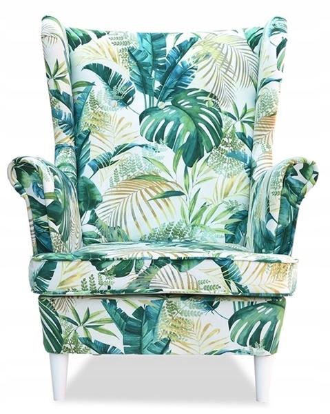 ARI PRINT Wing Chair with Footrest Scandinavian Family Meble Patterned