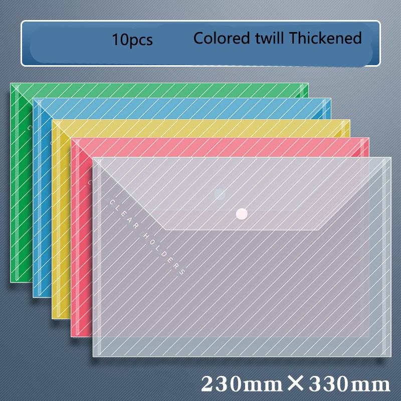 

10/20Pcs A4 Color File Bag Thickened Plastic Large-capacity Waterproof Snap-on Storage Bag for Archives Test Papers and Books