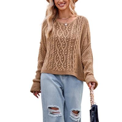 Women's Autumn and Winter Round Neck Twisted Twist Loose Large Size Knitted Sweater