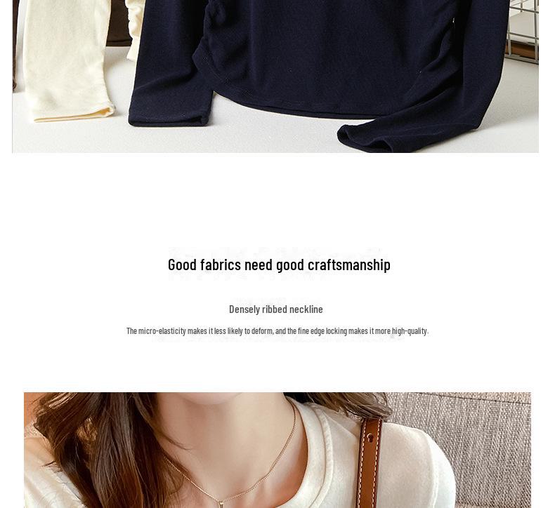 Dámský elegantní top s dlouhým rukávem a kulatým výstřihem slim fit na časný podzim