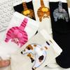1 Paar Mittellange Socken Kreatives Katzen-Ei-Design Lustiges 3D-Muster Atmungsaktive Bekleidungsaccessoires Niedliche Socken Bequem Einheitsgröße