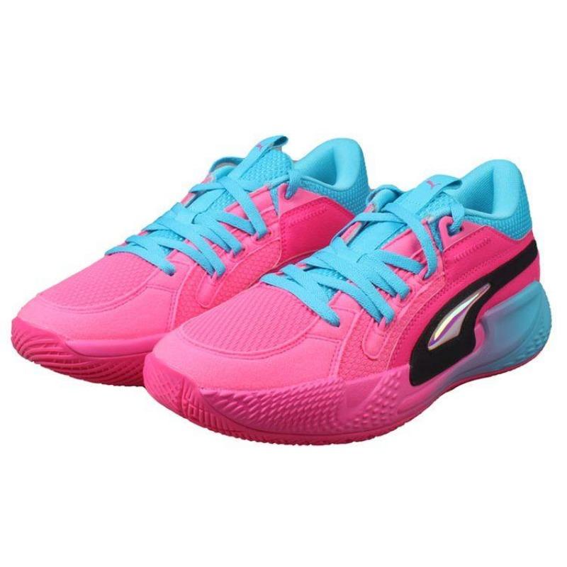 PUMA Court Rider 1.0 Chaos Imbalan Men Fashion Versatile Cushioned Wear Resistant Low Top Basketball Shoes Pink Blue 378613-01