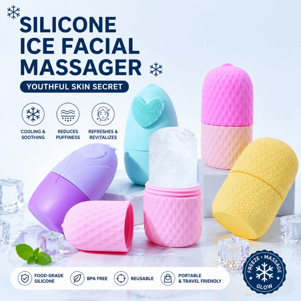 Cooling Ice Face Roller Silicone Facial Ice Roller Reusable Face Massage Roller  Beauty Treatment