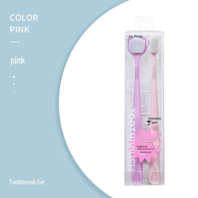 Nanotech Soft Bristle Toothbrush with Silicone Tongue Scraper for Adults