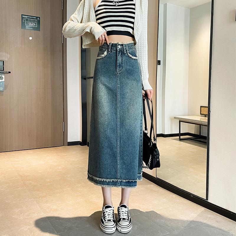 

Элегантный дизайн Sense Burlap джинсовая юбка женская ретро с высокой талией тонкая упаковка бедра A Word In The Long Section полубоди модная джинсовая юбка-бюстье XXL джинсовый