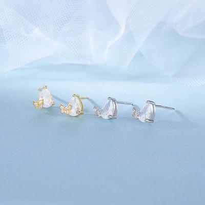 Exquisite Butterfly Water Drop Earrings for Women with High-end Versatile Design Niche Earrings