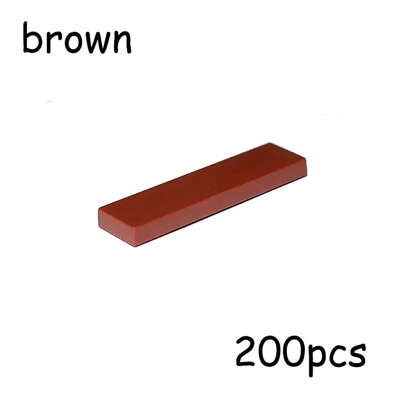 

200PCS Size 1x4 Bricks Flat Tile MOC Assemble Particles 2431 Smooth 1*4 Building Blocks DIY Educational Creative Toy for Kids коричневий