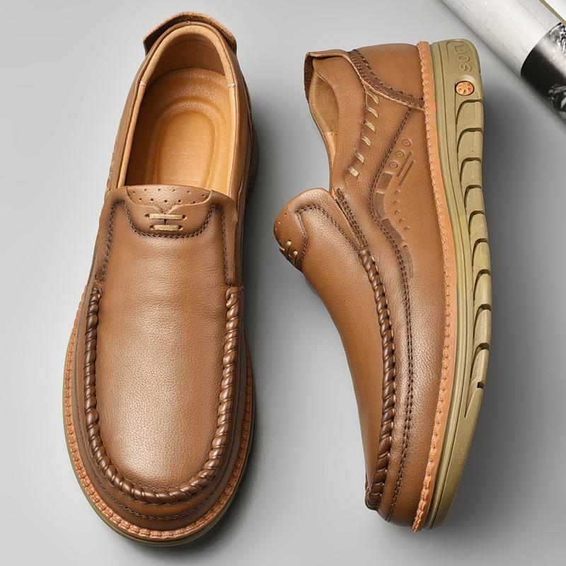 Men's Leather Shoes Handmade Moccasins Loafers Slip on Flats Walking Shoes