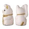 Lucky Cat Millionaire Cat Right Paw Raised Ceramic Lucky Cat Auspicious Feng Shui Ornament (M-SIZE White) / _ Maneki-neko (ml_M White)