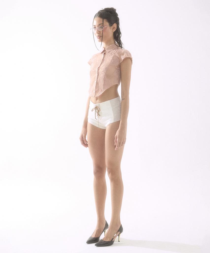 BADEE Eyelet Micro Shorts Ivory