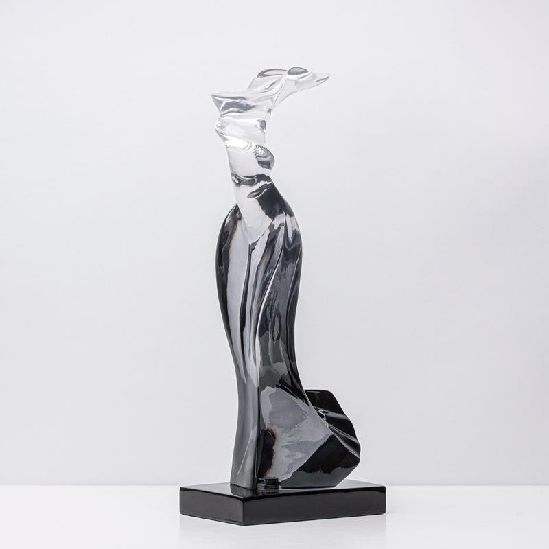 Creative Geometric Transparent Resin Sculpture Marble Statue Transparent Gradient Hollowed-out Ornaments Home Decoration